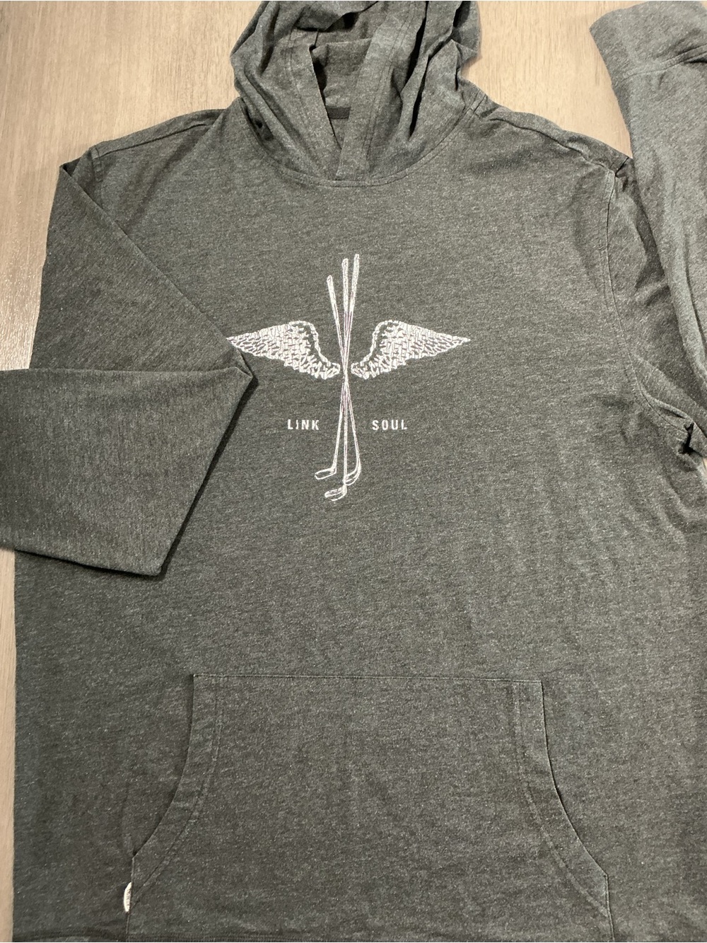 Linksoul Men's Anza Lightweight Charcoal Gray Heather Pullover Hoodie Size XL